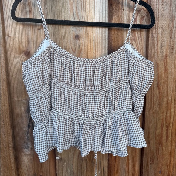 Brown Gingham Ruffle Tank A&F - Picture 4 of 4